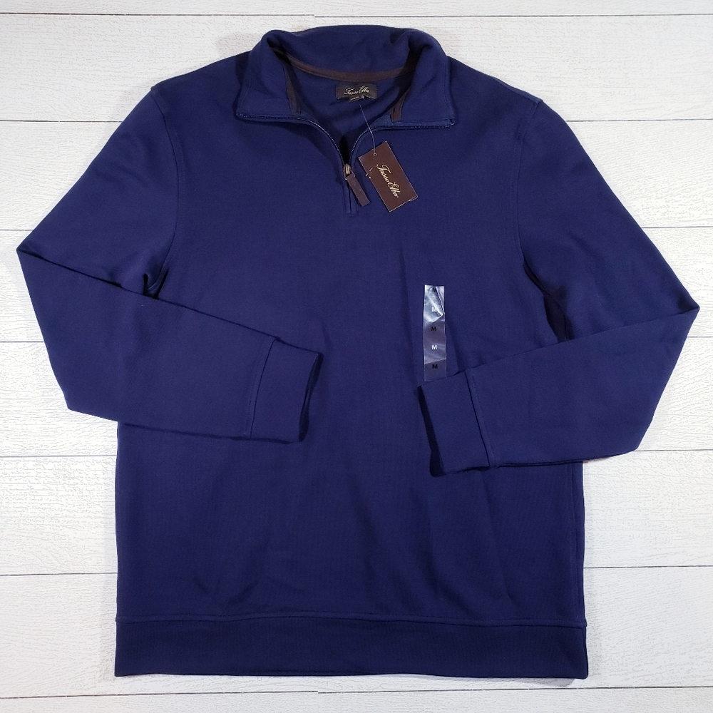 Tasso Elba Navy Quarter Zip Pullover Sweater NWT